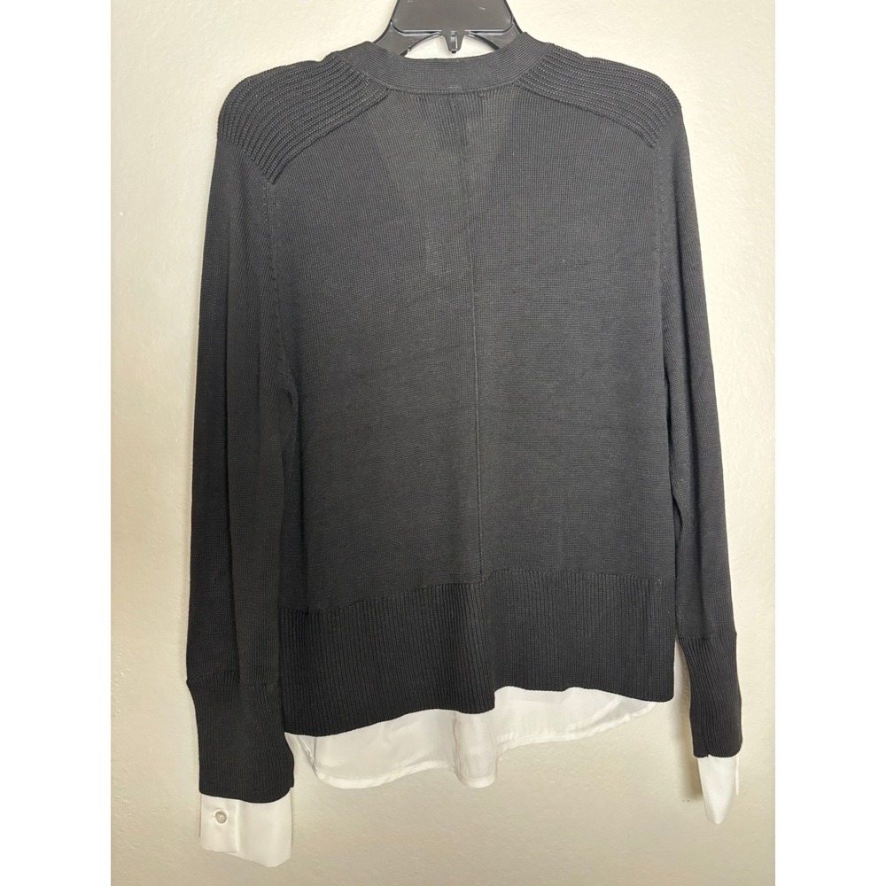 NWT Karen Kane Sweater Cardigan Cashmere Blend Black w/ White Shirt Hem Small - Picture 4 of 5